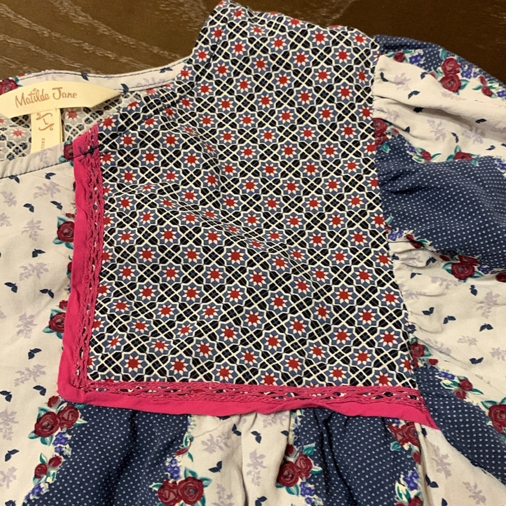 Matilda Jane women’s blouse in pink blue floral women’s large gardencore boho - Picture 11 of 11